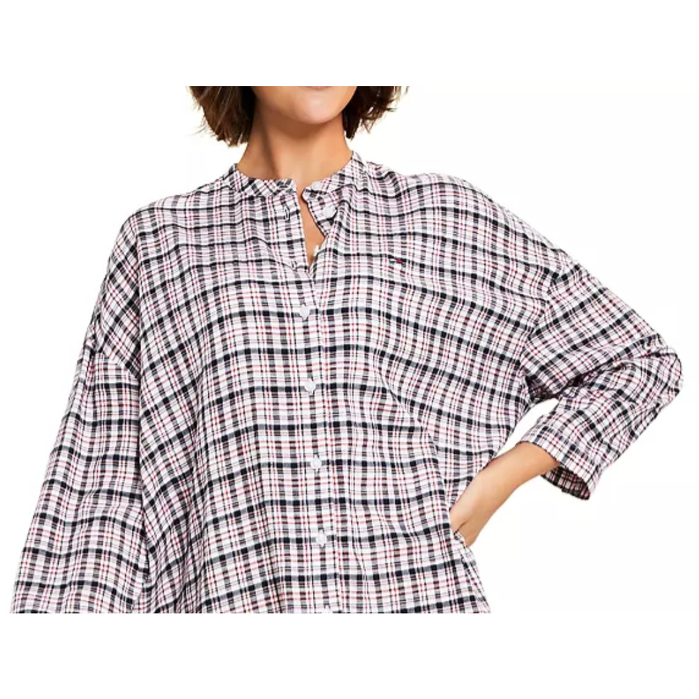 Tommy Jeans Women's Plaid Button-Up Shirt Dress Medium NWT - Picture 6 of 8